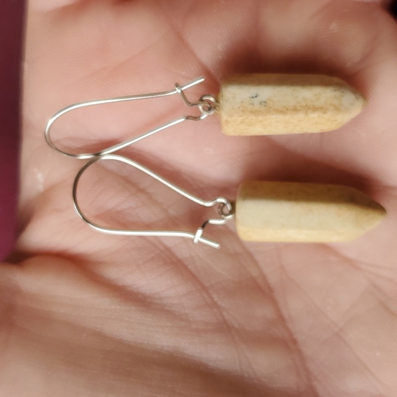 New Handmade Picture Jasper Pendulum Earrings. - Picture 3 of 6